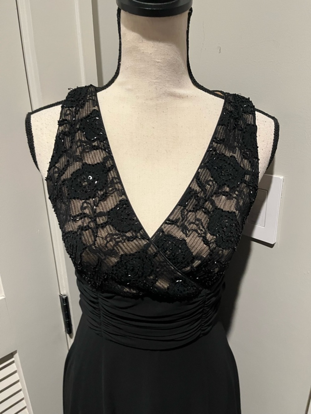 Patra Black and Beige Lined Lace Dress
